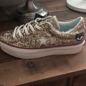 Converse Platforms GOld Glitter